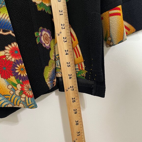 MOONLIGHT Y & S Fashion Jacket Black Floral Asian Art to Wear Lagenlook Size XL - Picture 15 of 16